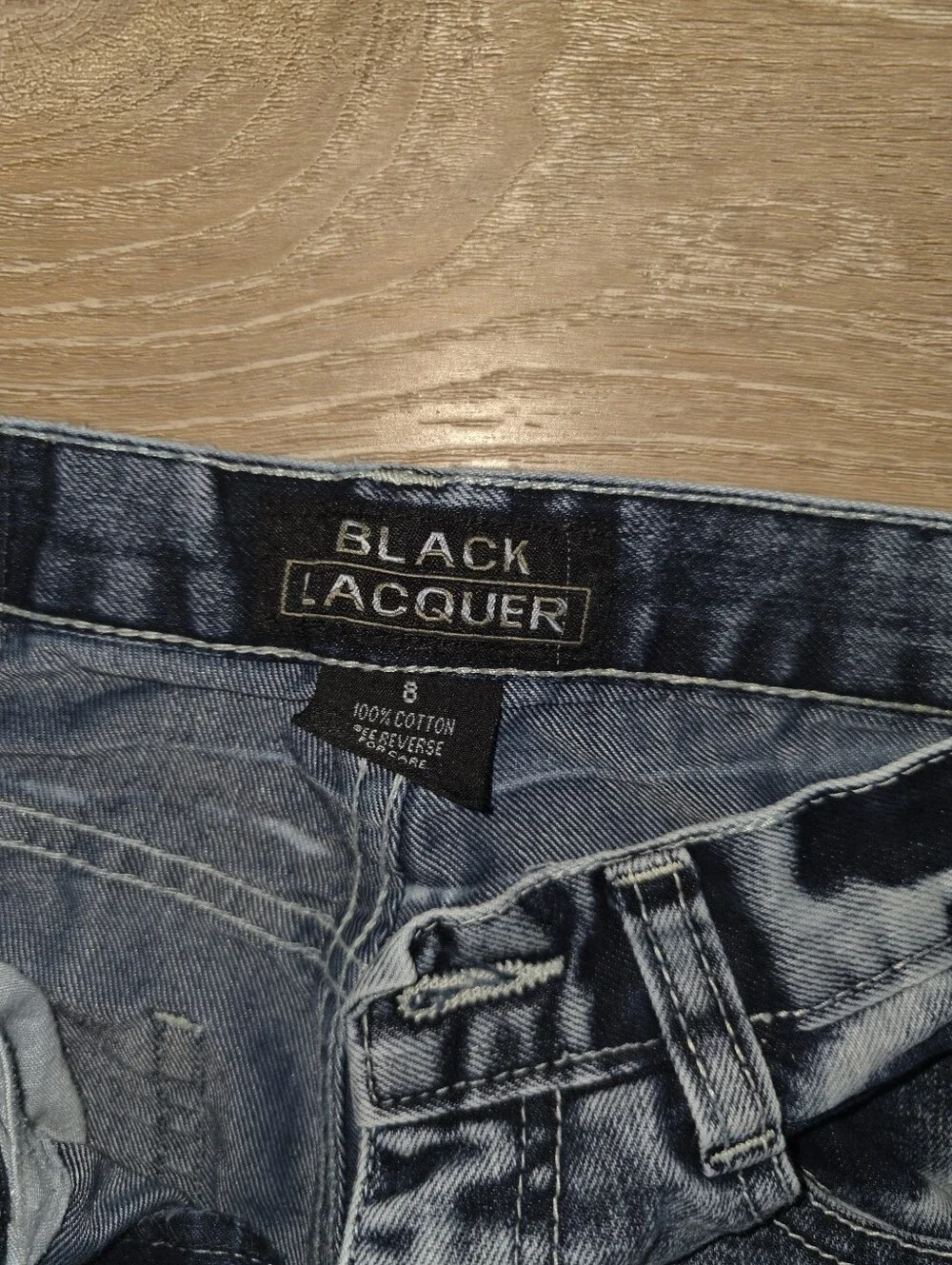 Boys Size 8 Black Jeans with Ribbed Knee Detail